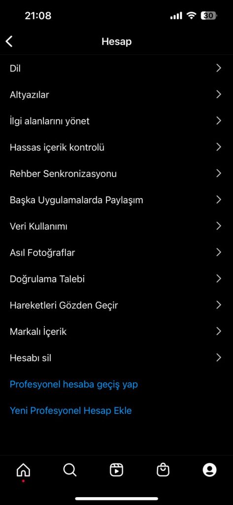instagram profesyonel hesap nasıl açılır